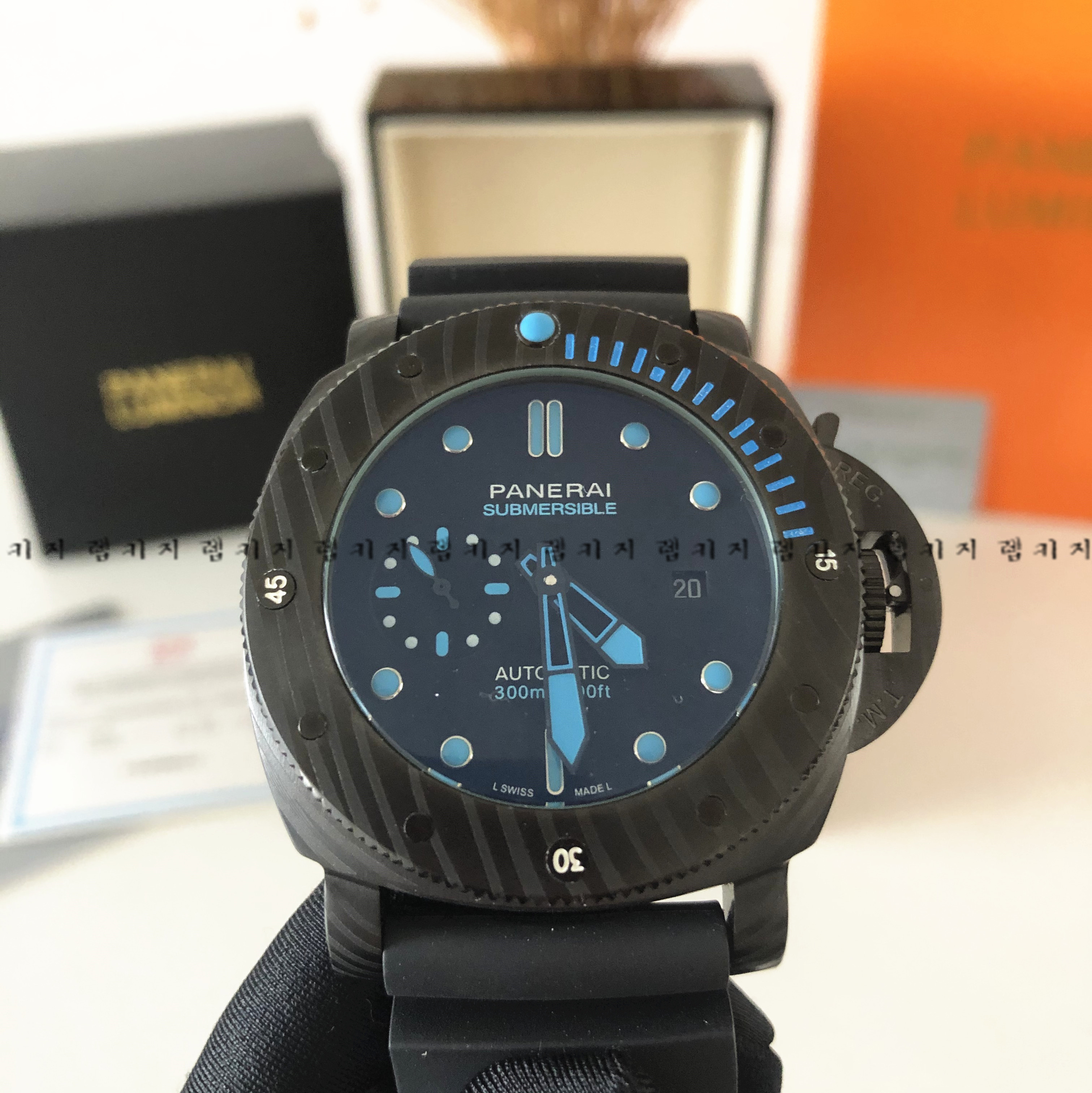 파네라이 섭머저블 블루 46mm 오토매틱 우레탄시계